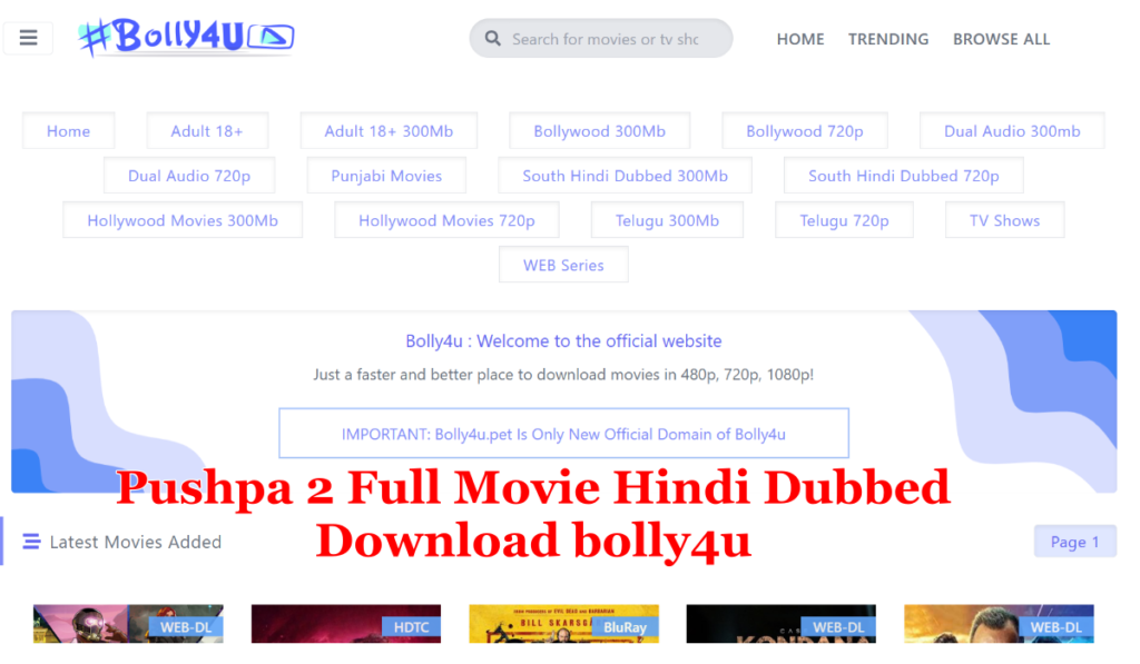 Pushpa 2 Full Movie Hindi Dubbed Download bolly4u