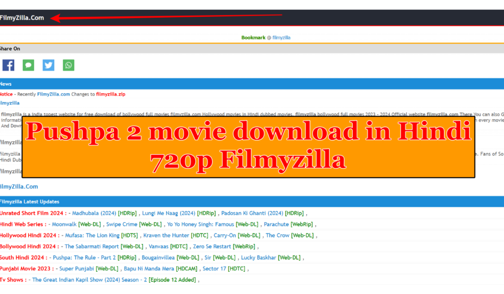 Pushpa 2 movie download in Hindi 720p Filmyzilla